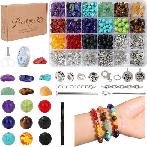 Raicegs Chakra Beads for Jewelry Making Real Natural Stone Beads for Bracelets Making Kits Healing Crystals DIY Gemstone for Necklace Earring Maki...