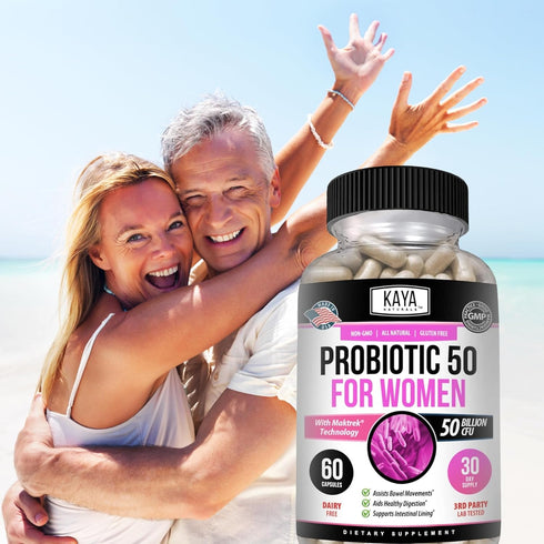Kaya Naturals Probiotic 50 Billion CFU | Probiotics for Women, Probiotics for Men and Adults, Natural | Gut Health & Immune Support Supplement | P...