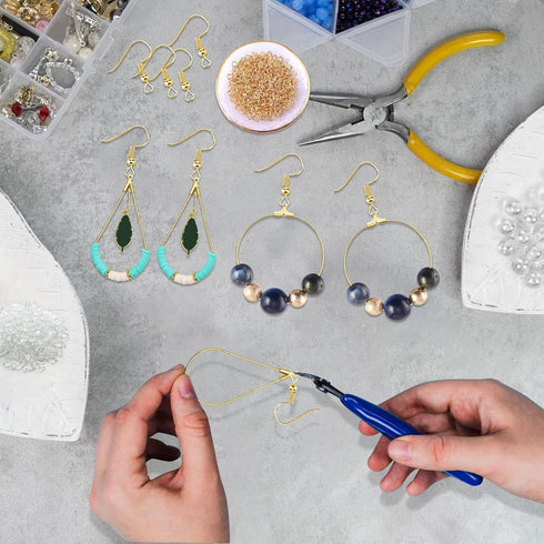 360Pcs Earrings Beading Hoop Set for Jewelry Making, with Earring Finding Teardrop Round Beading Hoop,Open Jump Rings,Earring Hooks and Backs, Ear...