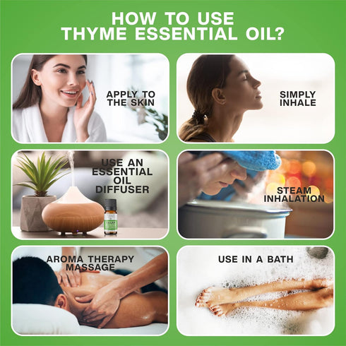 Thyme Thymol Essential Oil (Thymus vulgaris) – Anti-infectious – 100% Pure and Natural – for Oil Diffusers and Massage Therapy – by Rosemary Creek...