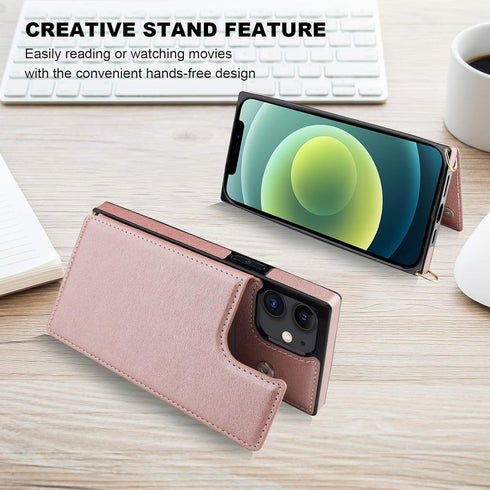 Bocasal Crossbody Wallet Case for iPhone 12 Mini Credit Card Holder PU Leather Kickstand Shockproof Detachable Cross Body Strap Lanyard Magnetic C...