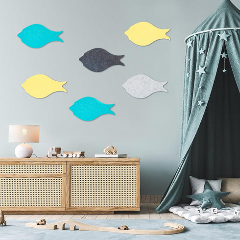 6 Pcs Felt Bulletin Boards, Self Adhesive Cute Wall Cork Board with 30 Pins for Display Notes, Photos in Office, Classroom, Home Decor (Nordic Sty...