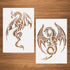 Medieval Dragon Stencils, 2 Pcs Dragon Plastic Stencils Templates for Painting on Wood Canvas Wall 8.3"x11.7"...