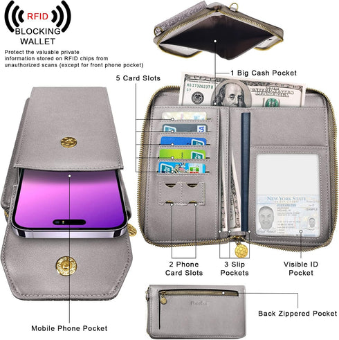 Crossbody Shoulder Bag for Women, RFID Cellphone Bags Card Holder Wallet Purse and Handbags...