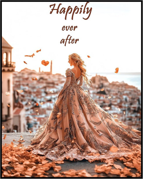 Posterizer 1 pcs-Happily Ever After-fairytale bride-Valentine's day inspired art-Romantic Art-Holiday Poster-Gift for Couples boyfriend girlfriend...
