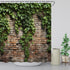 Green Leaves Shower Curtain Brick Wall Garden Landscape Nature Plant Rustic Country Red Brown Stone Wall Creative Bathroom Decor Fabric Curtains w...