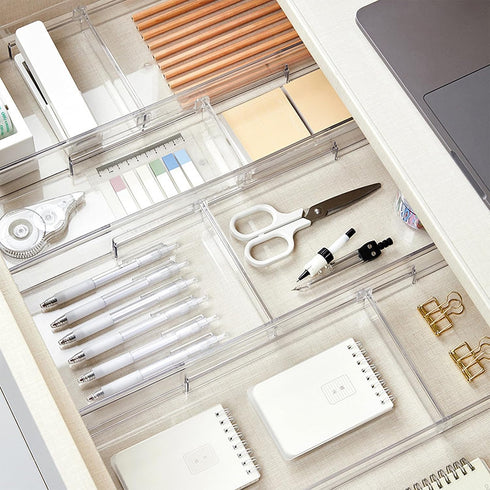Clear Kitchen Drawer Organizer,Adjustable Utensil Organizer,Silverware Organizer,Drawer Flatware Organizer Tray for Organizing Kitchen Drawers,Off...