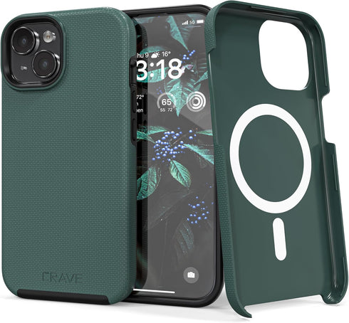 Crave Dual Guard Compatible with iPhone 15 Case, Compatible with MagSafe Shockproof Protection Dual Layer Case for Apple iPhone 15 (6.1") - Forest...