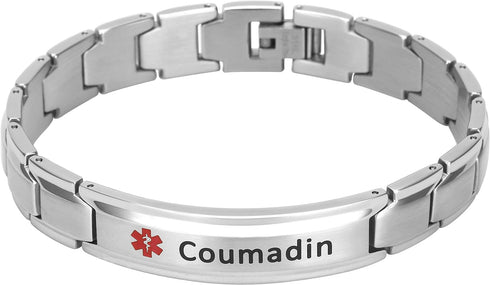 Smarter LifeStyle Elegant Medical ID Bracelet for Men - Surgical Grade Steel Medical Bracelet (Coumadin)...