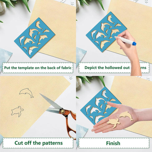 GORGECRAFT 2 Styles Sea Animal Turtles Stencil Dolphin Earrings Making Template Reusable Ocean Coral Jewelry Shape Templates Leather Acrylic Cutti...