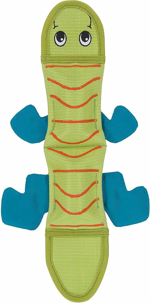 Outward Hound Fire Biterz Green Lizard Plush Firehose Material Interactive Dog Toy, Medium...