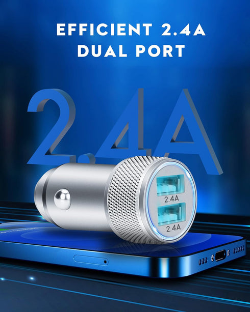 TIKALONG Car Charger Compatible with iPhone 13/12/11/XR/XS/X/Pro Max 8/7/6/6S Plus 5S/5C/SE2, iPad Air Mini Pro (2.4A Dual Port USB Car Charger Ad...