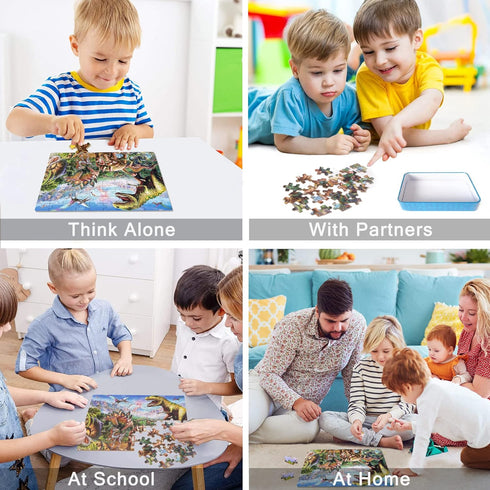 LELEMON Puzzles for Kids Ages 4-8,Tyrannosaurus 100 Piece Puzzles for Kids,Educational Kids Puzzles Ages 6-8 Jigsaw Puzzles in a Metal Box,Dinosau...