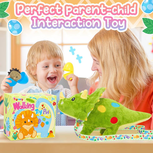 Tagitary Plush Toys Dinosaur Stuffed Animal Interactive Electronic Pet That Walking,Head Nodding,and Making Sound,Soft Plush Triceratops Toys with...