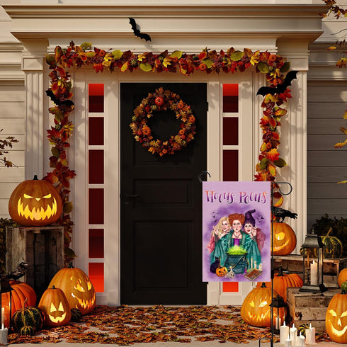 Sunwer Hocus Pocus Garden Flag Halloween Sanderson Sisters Amuck Party Decoration Outdoor Front Lawn Yard Patio Decor Supply- 12.5×18''...
