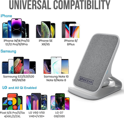 Fast Wireless Charger, Qi-Certified 10W Max Wireless Charging Stand Compatible with iPhone 15/14/13/12/11 Max/Pro/Mini/SE 2022, Samsung Galaxy S22...