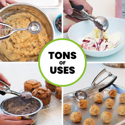 Spring Chef Medium #40 Stainless Steel Cookie Scoop for Baking - Multifunctional Cookie Dough Scoop with Trigger Release, 1.7 Tablespoon Food Scoo...