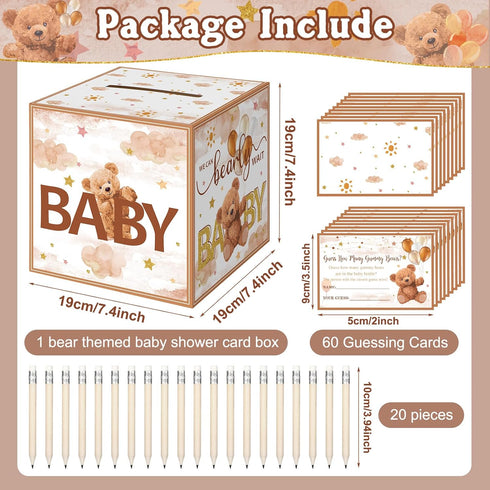 82 Pcs Baby Shower Games Guess How Many Bears Include 1 Guessing Game Box 1 Large Baby Bottle 60 Guessing Cards 20 Pencils for Baby Shower Favors ...