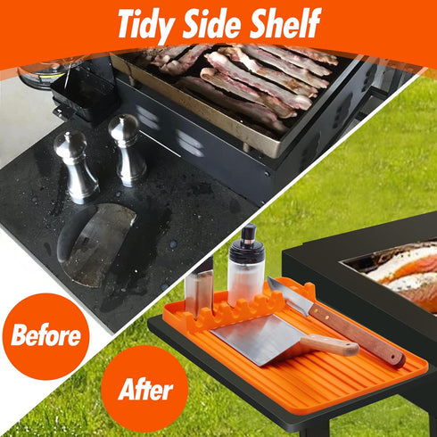 MacaRio Silicone Tools Mat for Blackstone Griddle Accessories, Side Shelf Mat with Drip Pad Spatula Caddy Utensils Holder Grill Pad Grilling Acces...
