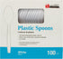 Disposable White Plastic Spoons, Plastic Cutlery: Utensils for Parties, Picnics, Office Home & School - 100 Count...