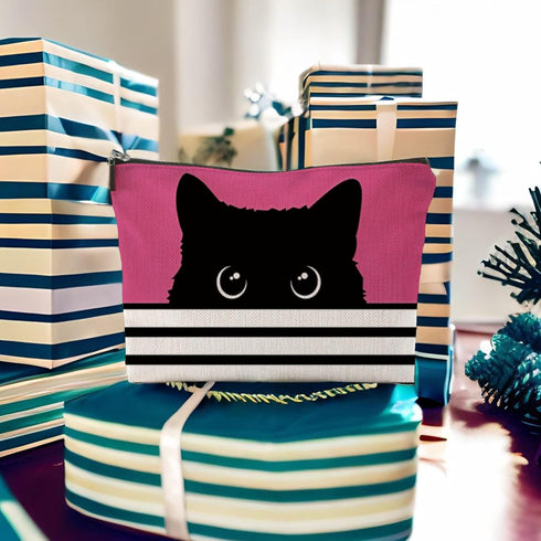 Black Cat Gifts - Gifts For Cat Lovers, Cat Makeup Bag, Cat Mom Gifts, Black Cat Small Makeup Cosmetic Bag For Purse(Pink Makeup Bag),Makeup Bag 7...