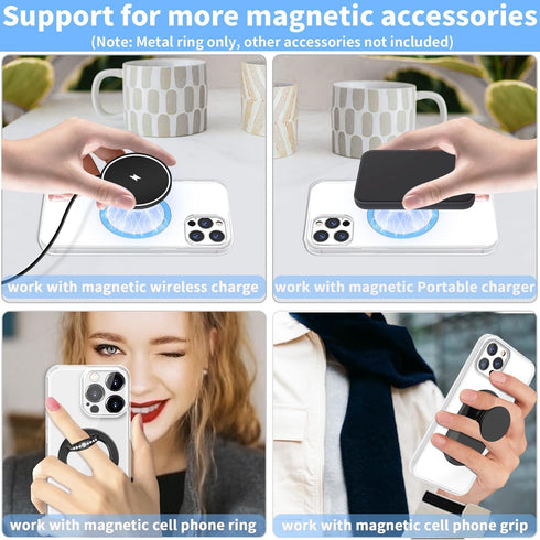 2Pcs Metal Ring Sticker for Pop Socket Magnetic Grip, Magnetic Adapter Adhesive for iPhone, Magsafe Wireless Charger (Blue)...