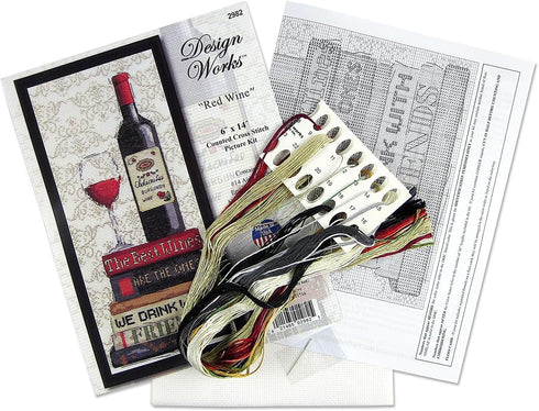 Tobin Red Wine Counted Cross Stitch Kit, Multicolored...