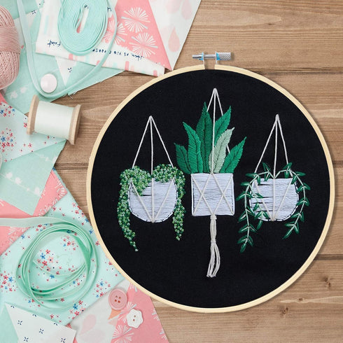 KISSBUTY Full Range of Embroidery Starter Kit with Pattern, Cross Stitch Kit Including Stamped Embroidery Fabric with Pattern, Bamboo Embroidery H...