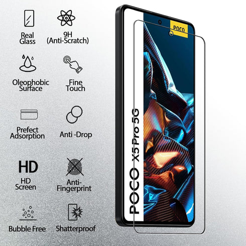 Screen Protector for Xiaomi Poco X5 Pro 2 Pcs 9H Hardness Anti-Scratch Case Friendly Tempered Glass Protective Film for Xiaomi Poco X5 Pro…...