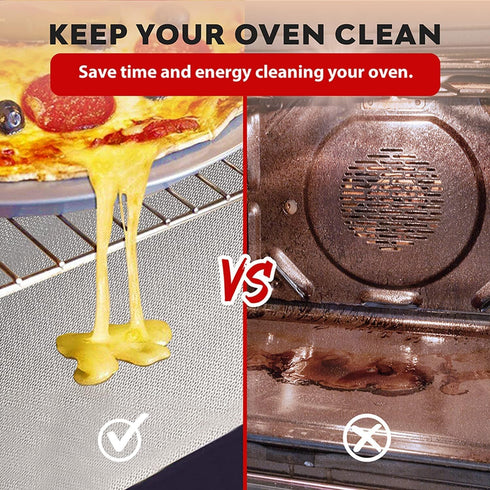 Oven Liners for Bottom of Oven Silver (2-Pack) Bundled with Oven Rack Shields (2-Pack) - Large Oven Mat for Bottom of Oven (17"x 25") and 14" Sili...