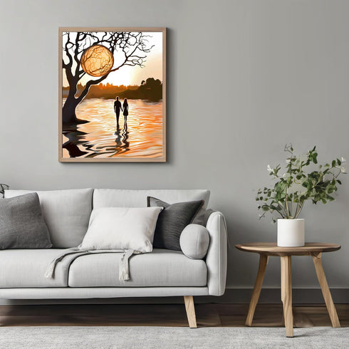 Posterizer 1 pcs-walk at sunset with your partner-cute Valentine's day poster -2-Romantic Art-Holiday Poster -Gift for Couples boyfriend girlfrien...