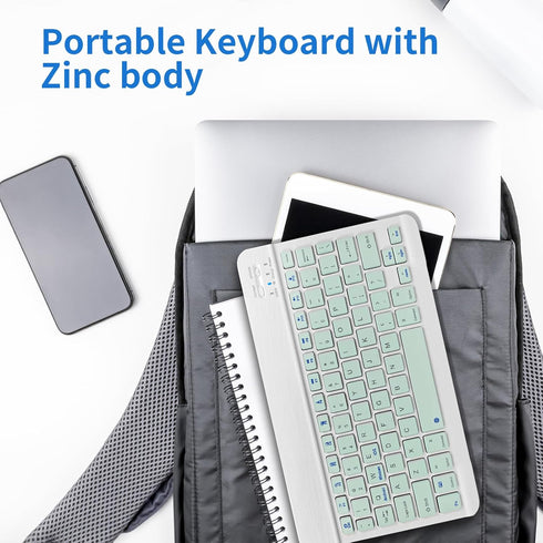 Portable Mini Wireless Bluetooth Keyboar for Apple iPad iPhone Samsung Tablet Kindle Fire HD 10/8/Fire Max 11 Keyboard 10-Inch Green...