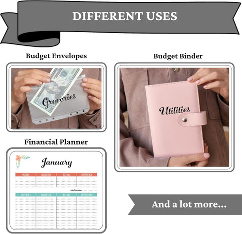Black Budget Stickers for Cash Envelopes, Vinyl Budgeting Sticker Labels, Binder Envelope Label Organizer for Personalized Wallet, Monthly Planner...