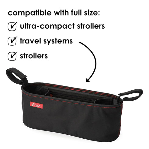 Diono Buggy Buddy Universal Stroller Organizer with Cup Holders, Secure Attachment, Zippered Pockets, Safe & Secure, Black...