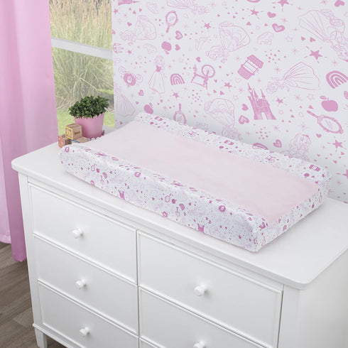 Disney Princess - Dare to Dream Super Soft Pink and White Changing Pad Cover...