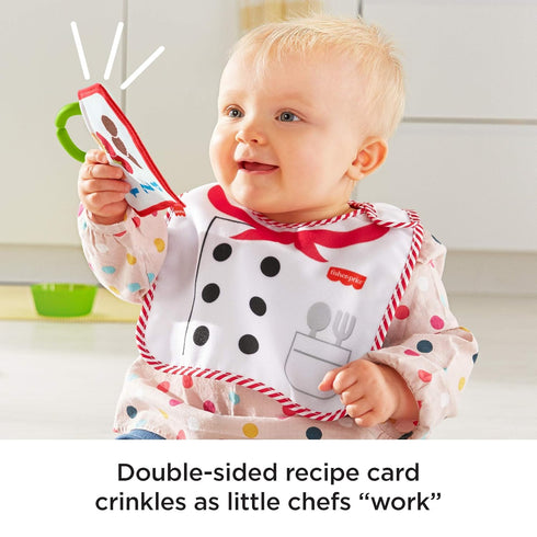 Fisher-Price Cutest Chef Gift Set, 4 cooking-themed baby toys with wearable bib and teether for babies ages 3 months and older...