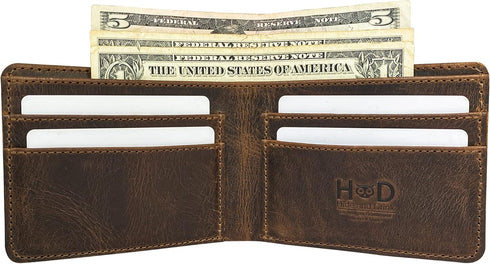 Hide & Drink, Slim Bifold Wallet, Classic Billfold for Pocket or Bag, Store Money, Cards and Cash, Travel Accessory, Full Grain Leather, Handmade,...