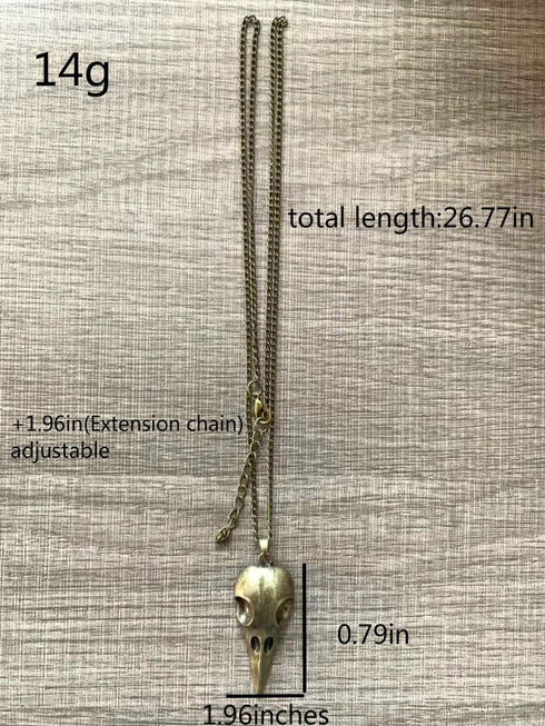 Cathercing Crow Skull Pendant Necklace for Men on Halloween Boys Skull Necklace Chain Jewelry Necklaces for Women Festival Ornament (Bronze)...