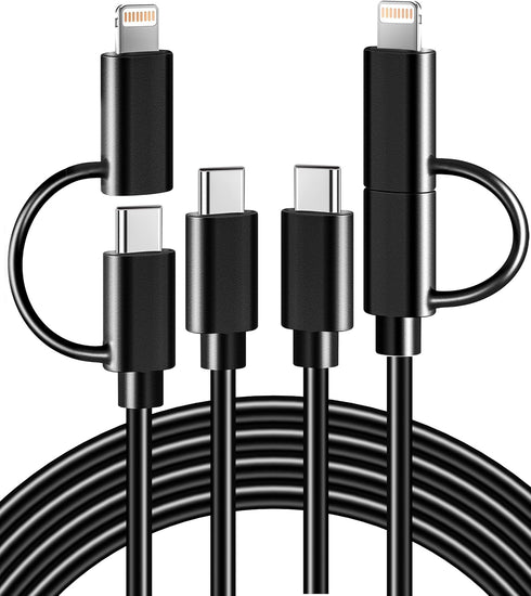 2Pack 2-in-1 6.6FT USB C to Lightning and USB C Charger Cable Multiple Fast Charging Cord Compatible with iPhone 15 14 13 12 11 Pro Max Mini, iPad...