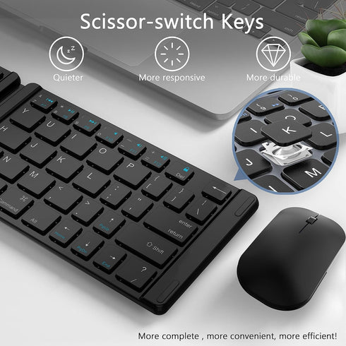 Acoucou Mini Bluetooth Keyboard Wireless Foldable Keyboard, Rechargeable Bluetooth Keyboard Portable Pocket Size Keyboard, Compatible with MAC/iOS...