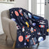 Outer Space Blanket for Boys, Soft Space Astronaut Theme Plush Flannel Blanket for Nursery Baby Crib, Cozy Warm Navy Blue Rocket Galaxy Planet Fuz...