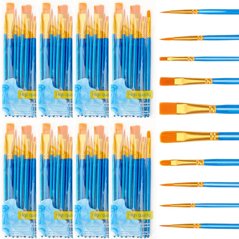 Acrylic Paint Brush Set,9 Packs / 90 pcs Nylon Hair Brushes for All Purpose Oil Watercolor Painting?Miniature Detail Painting Artist Professional ...