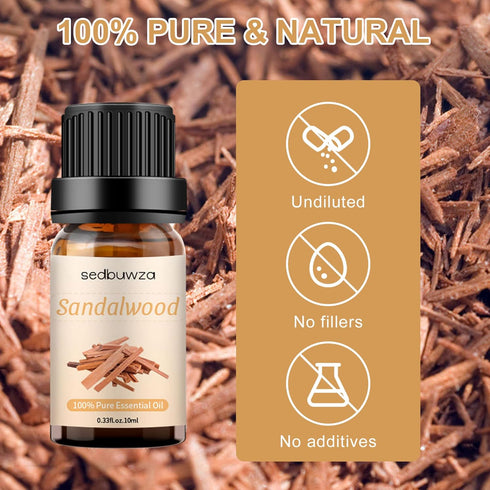 Sedbuwza Sandalwood Essential Oil, 100% Pure Organic Sandalwood Aromatherapy Gift Oil for Diffuser, Humidifier, Soap, Candle, Perfume...