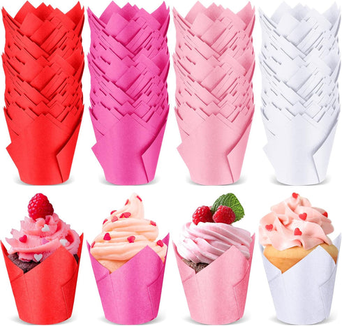 200 Pcs Tulip Cupcake Liners Muffin Baking Cupcake Liners Baking Cups Holders Heat Resistant Muffin Liners Wrappers for Wedding Party Birthday Bab...