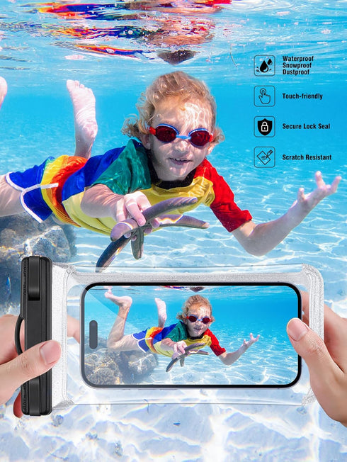 Clear Waterproof Phone Pouch -2 Pack, Waterproof Phone Case for iPhone 15 14 13 12 11 Pro Max XS Plus Galaxy 24 Cell phone Up to 7.0", PX8 Waterpr...