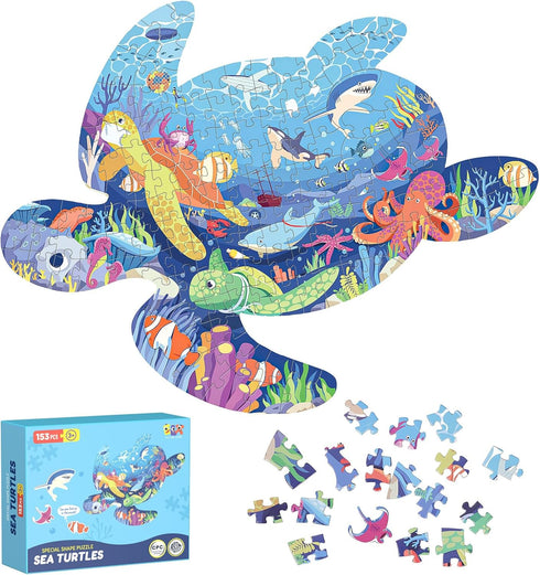 ELX 153 Piece Sea Turtle Jigsaw Puzzle for Kids 4-10, Seaworld Floor Puzzle for Preschool Learning (21.42 X 16.42 in)...