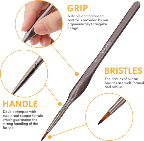 VUDECO 12pcs Brown Miniature Paint Brushes Oil Detail Paint Brushes Painting Miniature kit Small Paint Brushes Acrylic Paint Brushes Plastic Model...