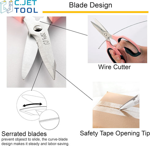 8" Heavy Duty Scissors, Utility Scissors All Purpose for Cardboard, Plastic, Carpet, Rope, Leather. Sharp Stainless Steel Blades, Non?Slip Handle,...