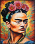 Posterizer 1 pcs- Frida Kahlo inspied art in oil painting theme-Famous Figures Art Collection-Floral Botanical Art- Living Room Bedroom Decor- unf...