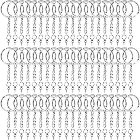 Audab 360Pcs Keychain Bulk, 120Pcs Keychain Rings with Chain and 120Pcs Open Jump Ring with 120Pcs Screw Eye Pins for Crafts and Jewelry Making...